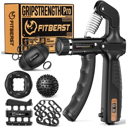 FitBeast Grip Strength Trainer, Hand Gripper Strengthener Kit - 6 Pack with Adjustable Resistance Forearm Strengthener, Forearm Exerciser and Massage Balls for Hand Therapy, Grip Training and Recovery