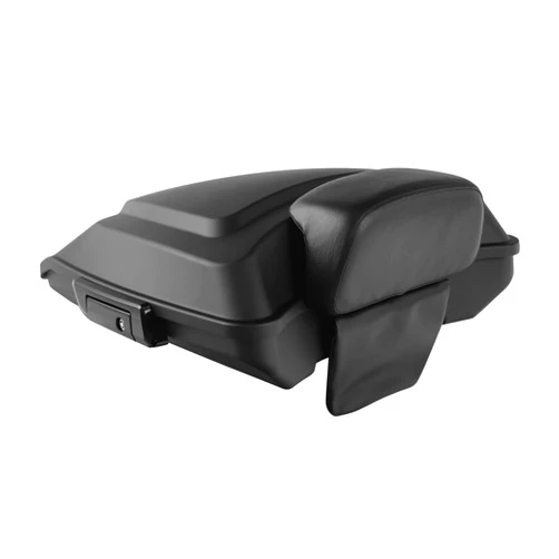 XMT-MOTO Razor Tour pack Trunk+Backrest Pad for Harley Touring Models Road King, Road Glide, Street Glide, Electra Glide, Ultra-Classic 2014-2023,NEW MATTE Black Razor Trunk w/Black Latch