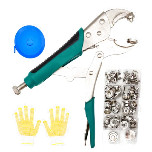 YLINKM Heavy Duty Snap Fastener Pliers Tool Kit for Fastening Snaps, Replacing Metal Snaps, DIY Cover, Canvas (with 70 Piece Canvas Snap, Gloves and Tape Measure)