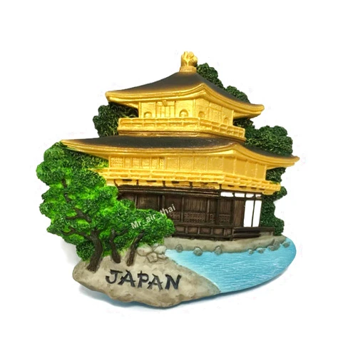 Witny Tiny Kinkaku-ji Temple of The Golden Pavilion Kyoto Japan East Asia Tourist Attractions Resin Refrigerator Magnet Traveler Souvenir 3D Fridge Magnets