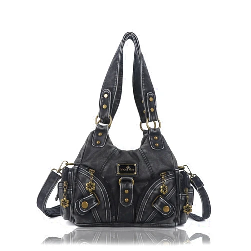 Angel Kiss Purses for Women Small Hobo Shoulder Bags Vagen Leather Multi-Pocket Tote Bag with Zipper