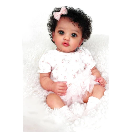 Angelbaby Lifelike Reborn Baby Dolls Black Girl 23inch Realistic African American Newborn Baby Doll Weighted Reborn Toddler Doll with Weighted Soft Body Real Baby Feeling Super Cute Child Doll