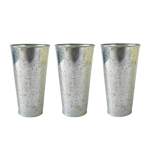 Hosley Enhance Your Decor with Set of 3 Galvanized Vases/French Buckets - 9