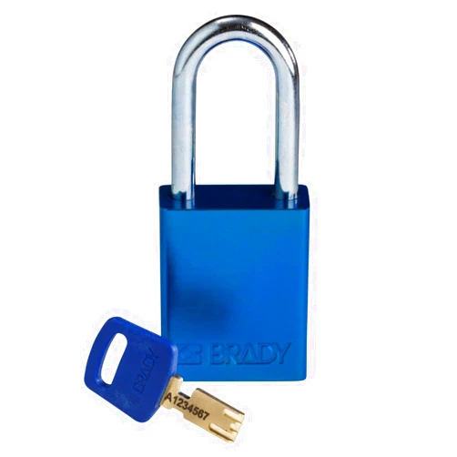 Brady SafeKey Lockout Padlock - Aluminum - Blue - 1.5