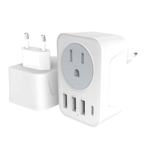 QJMDM European Travel Plug Adapter, Plug with AC Outlets 3 USB Type C Ports, International Power Plug US to Italy Spain France Iceland Germany Greece Portugal Charger Adaptor