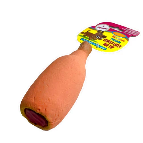 SCOOCHIE PET PRODUCTS Scoochie Premium Dog Toy | Stuffed Latex Fairtime Corn Dog | 6.5 Inch