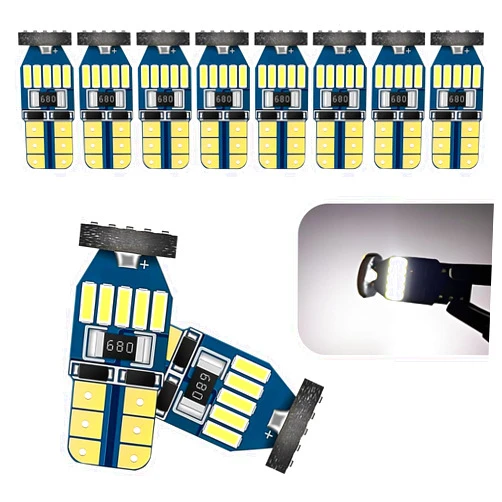 Dawfall 10 PCS Car T10 4014-15SMD LED Bulb, 0.39