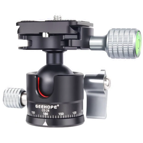 Geehope CE-28 Low Profile Tripod Ball Head Universal 360 Panoramic Metal BallHead for DSLR Camera Tripod Monopod Camcorder Slider with Arca Swiss QR Plate 28mm Ball 1/4