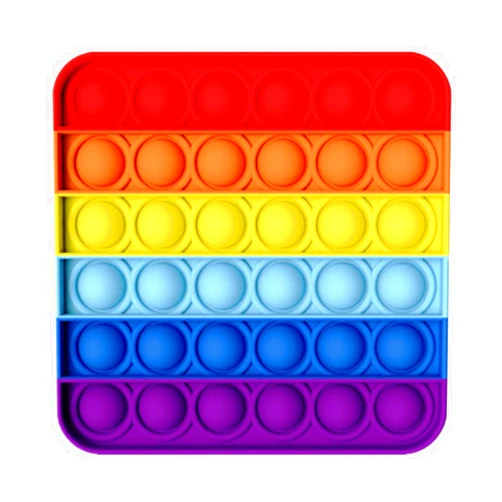 Chrisfishy Pop Fidget Toys for Anxiety Push Pop Pop Bubble Sensory Fidget Toy, Silicone Stress Reliever Toy (Square Rainbow)