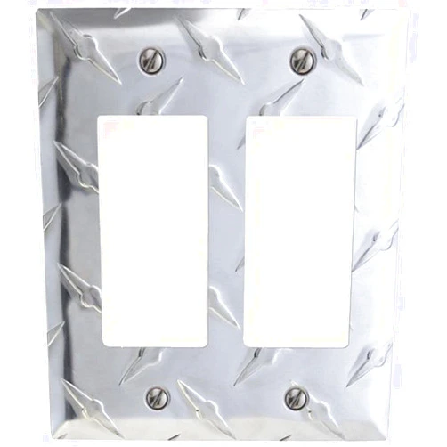 Amerelle Diamond Plate Double Rocker Stamped Aluminum Wallplate