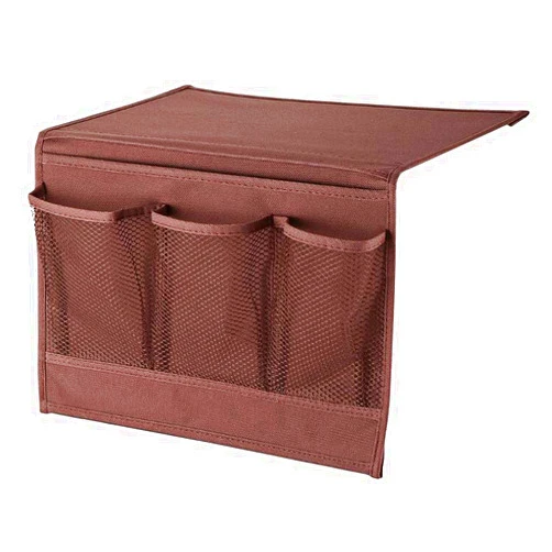 YXH Home Room Bedside Sofa Side Oxford Cloth Hanging Bag Storage Bag,Desk Phone Remote Control Magazine Newspaper Book Storage Insert Pocket (Brown, medium)