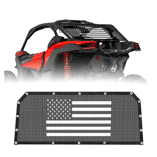 Dawnjaccee Rear Window Net for 2020-2025 Polaris RZR PRO XP 4/Pro R/Turbo R,Soft Mesh Windshield Shield with USA Flag Design,Airflow Protection Against Dust & Debris,Durable PVC Material