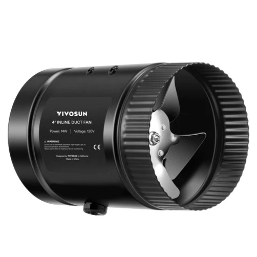 VIVOSUN Inline Booster Duct Fan 4” 100 CFM, HVAC Exhaust Ventilation Fan with Low Noise for Basements, Bathrooms, Kitchens, Attics, Grow Tents, Black