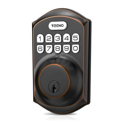 TEEHO TE001 Keyless Entry Door Lock with Keypad - Smart Deadbolt Lock for Front Door with 2 Keys - Auto Lock - Easy Installation - Oil-Rubbed Bronze
