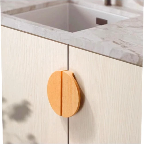 AOBITE 4 Pack Semicircle Wood Cabinet Handles Kitchen Cabinet Knobs with Vintage Cupboard Drawers Hardware Dresser Drawer Handles (4.7 Inch Length,2.52 Inch Hole Center) (4, Beechwood)