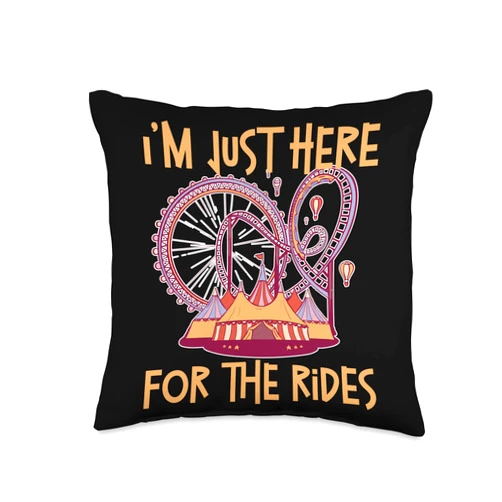 County Fair And State Fair Designs for Kids County Fair: I'm Just Here for The Rides Throw Pillow, 16x16, Multicolor