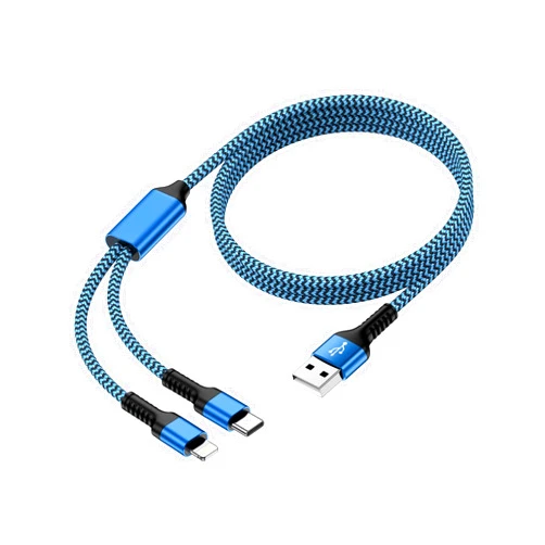 Ocbuo Multi Charging Cable USB to USB C and Lightning Cable, 4ft Braided 2 in 1 Fast USB Cable with Type C/Lighting Port for iPhone 16 Pro Max 15 14 13 12 Samsung Google iPad Multiple Phone Charger Cord