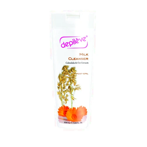 Depileve Milk Cleanser - Post Wax Emulsion, Removes Wax Residue, Moisturizes Skin After waxing, Enriched with Calendula and Oat extracts, 7 Ounce Bottle