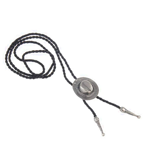 LIANCHI Western Hat Black Bolo Tie for Men and Women,Native American Leather Bolo Tie String