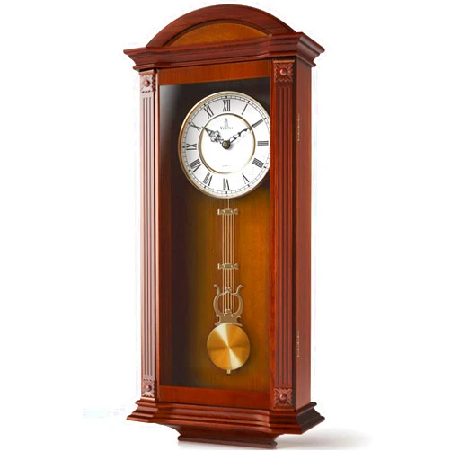 Lovely Home Essentials Pendulum Wall Clock Battery Operated - Large, Wooden Hanging Grandfather Wall Clock with Pendulum, 27x11 - Quiet, Made with Real Wood for Living Room Decor, Office & Home Décor Gift