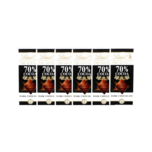 JÁCLER Lindt EXCELLENCE 70% Cocoa Dark Chocolate Bar - Chocolate Candy for Christmas and Holidays (6 pack)