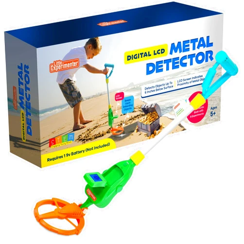 Little Experimenter Metal Detector for Kids, Adjustable Beach Metal Detectors with LCD Screen, Detects 6