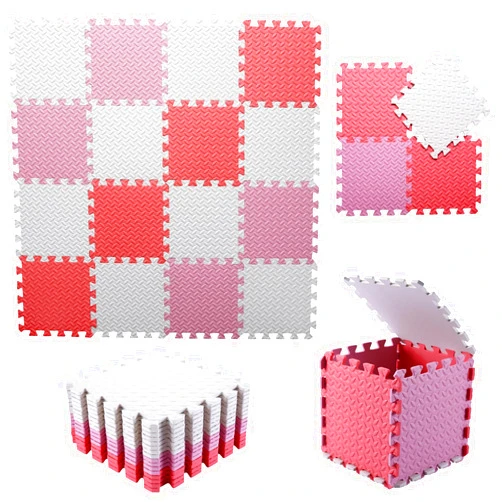 Tamiplay Foam Play Mat for Baby, 0.4 Inch Thick Foam Interlocking Floor Mats, Soft Non-Toxic Baby Playmat, Solid Colored Puzzle Play Mat Kids Floor Mats, 16 Tiles, White/Pink/Red