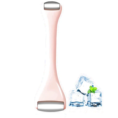 LAIKME Mini Eye Ice Roller for Eyes Puffiness - Facial Ice Roller and Mini Roller 2 in 1 - Massager for Migraine Relief Tighten Pores Under-Eye Pain Relief - Reduce Wrinkle Puffy for Face Arms (Pink)
