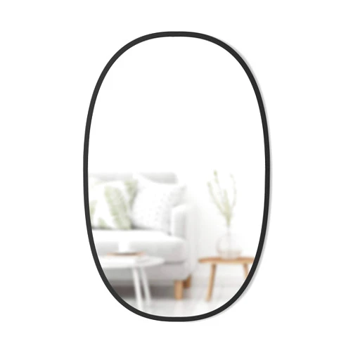 Umbra Hub Oval Wall Mirror with Rubber Frame, Modern Style for Bathroom, Entryway, Living Room and More, 24 x 36-Inch, Black