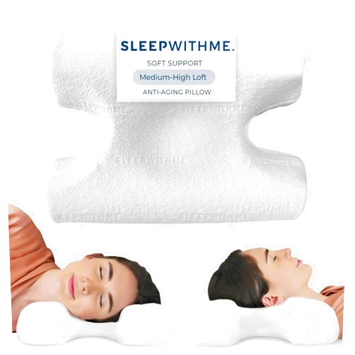 Sleepwithme. Pro Beauty Anti-Aging Pillow with Cooling Memory Foam Pillow for Back, Stomach, Neck - Soft Medium-High Loft