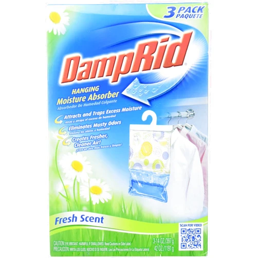 DampRid 773822075241 FG83K Hanging Moisture Absorber Fresh Scent (3 Boxes of 3 Bag, Blue