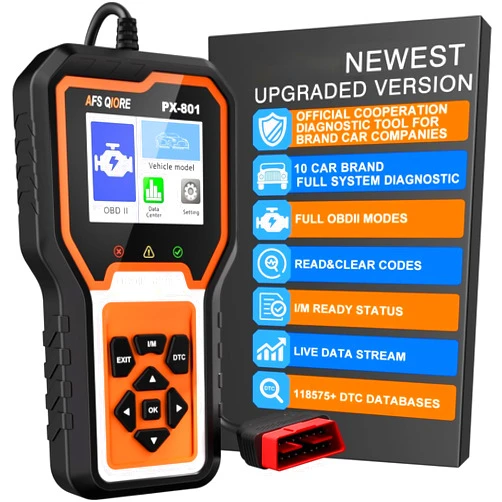 AFS QIORE OBD2 Scanner Check Engine Light Car Code Reader Clear Error Codes ABS SRS SAS Etc Full Vehicle System Diagnostics Tool Compatible with Toyota Honda Ford
