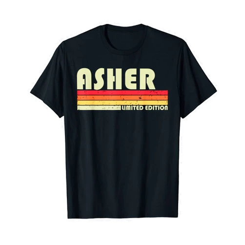 Custom Men Dad Boy Husband Christmas 80s 90s Style ASHER Gift Name Personalized Funny Retro Vintage Birthday T-Shirt