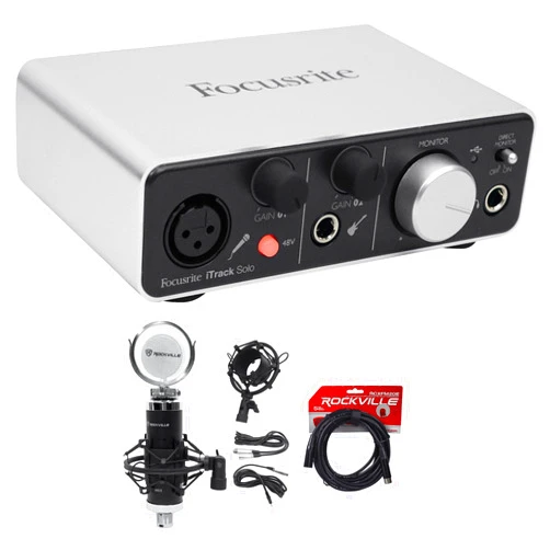 Focusrite ITRACK SOLO LIGHTNING USB Audio Recording Interface+Studio Mic+Cable
