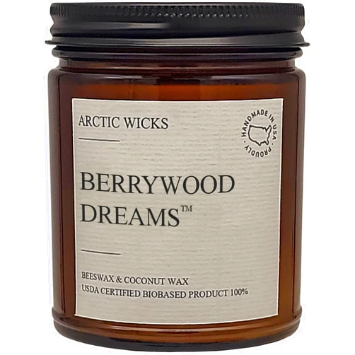 Arctic Wicks Berrywood Dreams Candles | Arctic Wicks 9oz Coconut & Beeswax Candles | Amber Scented Berry Candles for Fall, Winter, Holidays, Gifts, Non-Toxic, Sustainable | USDA Certified 100% Biobased