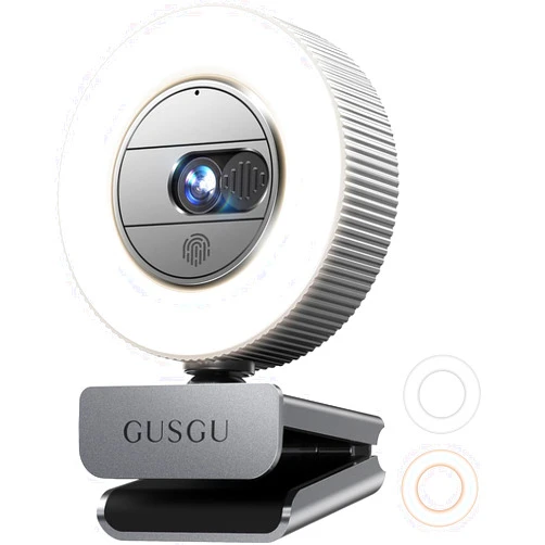GUSGU G910 2K Quad HD Webcam for PC, with Microphone & Light & Privacy Cover, Web Camera for Desktop Computer/Laptop/MacBook, USB Streaming Camera