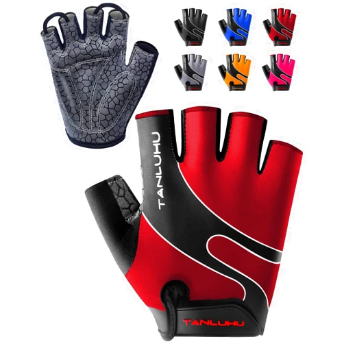 Tanluhu Cycling Gloves Mountain Bike Gloves Half Finger Road Racing Riding Gloves Breathable Shock-Absorbing Biking Gloves for Men and Women