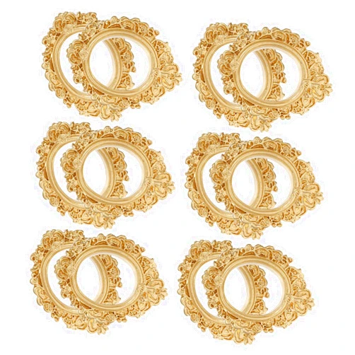 GARVALON 12pcs Photo Frame Tiny House Accessories Jewelry Supplies Mini Frames Antique Mini Frame Accessories for Photo Holder Frame DIY Crafts Tabletop Decor Mini Resin Frames Golden