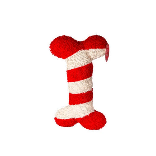 Pet Lou Petlou Holiday Noodle Plush Squeaker Dog Toys 10-inch Bone
