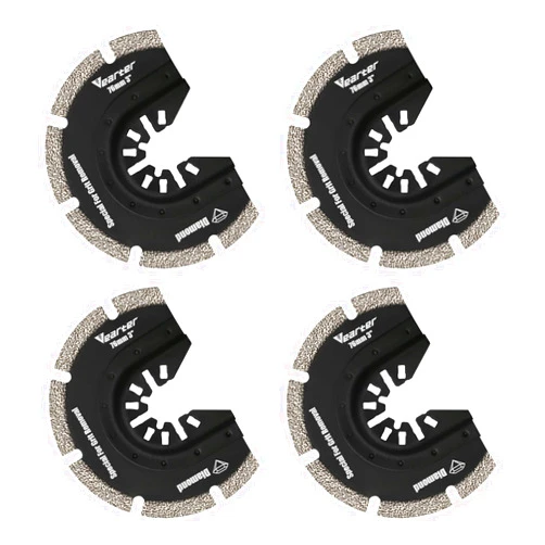 Vearter Diamond Oscillating Saw Blades 4PCS, 3'' Universal Multitool Blades for Grit Grout Removal, Quick Release Multi Tool Kit for Tile, Air Brick, Cement, Concrete, Masonry