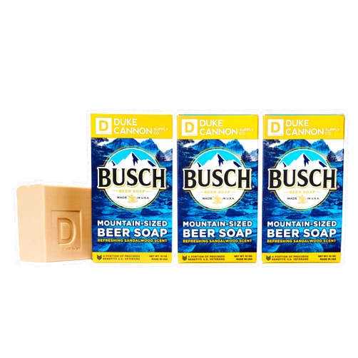Duke Cannon Supply Co. Duke Cannon Busch Beer Soap For Men | Refreshing Clean Sandalwood Scent | Infused w/Real Busch Beer | 10 oz Bar, 2-3x Larger | Rugged Yet Refined Cleansing Experience