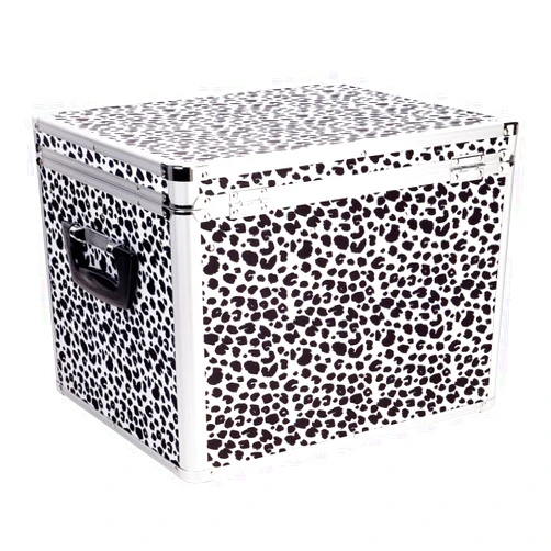 Vaultz Locking File Storage Chest, Two-Handled, Letter/Legal File Storage, 17.5 x 14 x 12.5 Inches, Black and White Leopard (VZ03976)