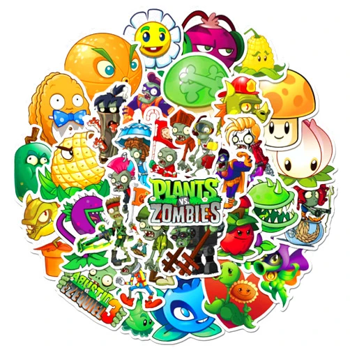 Meet Holiday Plants vs. Zombies Stickers Cute Cartoon Game Comics Vinyl Waterproof Stickers Kids Room Decor Sticker (Plants vs. Zombies)
