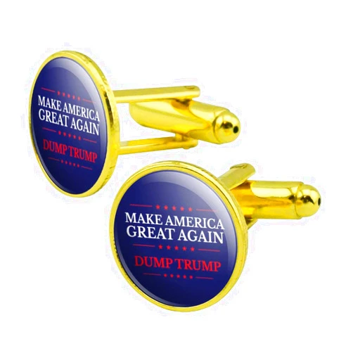 GRAPHICS & MORE Dump Trump Round Cufflink Set Gold Color