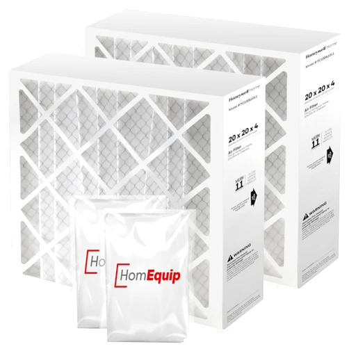 HOMEQUIP Honeywell 20x20x4 Air Filter Replacement - FC100A1011 HVAC Furnace Filters with Merv 11 Filter Media, AC Filter with Homequip Disposal Bag 2-Pack (Actual Size: 19.94 x 19.75 x 4.38 Inches)