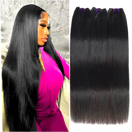 Beauty Queen Thick Straight Bundles Human Hair (20 22 24 26 Inch) 100% Unprocessed Virgin 16A Human Hair Bundles Quick Weave Hair 4 Bundles Remy Long Hair Extensions Natural Color