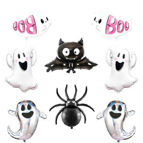 Glamoncha 8 Pcs Halloween Ghost Bat Spider Balloons Set for Halloween Home Decorations Halloween Themed Party Decorations
