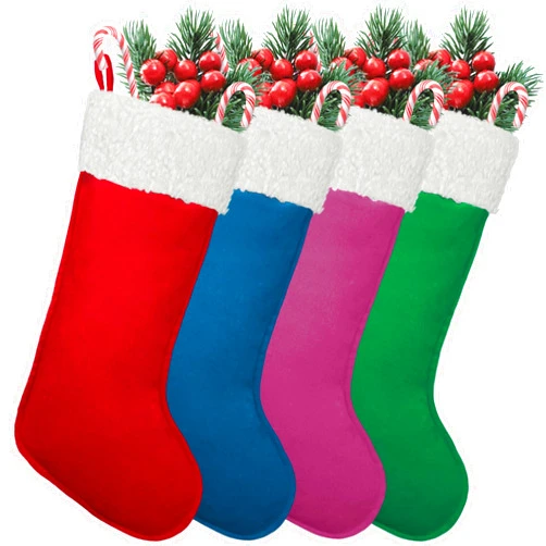 LinaGarten 4 Pack Christmas Stockings 20 Inches Large Merry Christmas Stocking Holiday Party Decor Hanging Tree Fireplace Mantle Ornaments Decorations (4, Multi-Large)