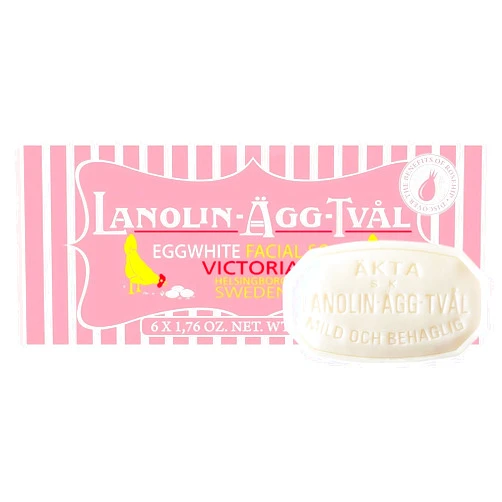 VICTORIA Swedish Egg White Facial Soap, 3-in-1 Gentle Daily Cleanser, Enriched with Rosehip & Rose Water, for Dry & Sensitive Skin, 50g x 6 (box of 6)