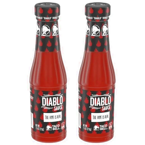 Deal Dave Taco Bell Diablo Hot Sauce, (2 Pack) 7.5oz bottles, With Deal Dave Card